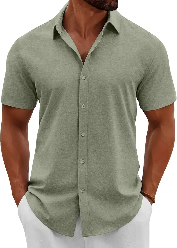 Global Recycled Standard COOFANDY Men's Button Down Shirts Short Sleeve Casual Summer Beach Shirts Vacation Wedding Shirts