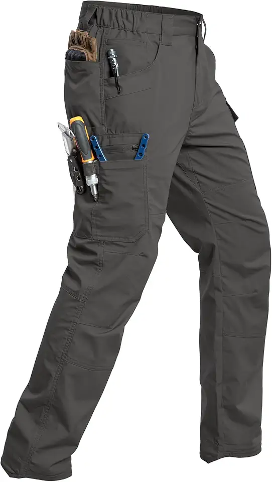 CARWORNIC Men's Stretch Ripstop Work Pants Water Resistant Flex Cargo Pants Lightweight EDC Operator Tactical Utility Pants