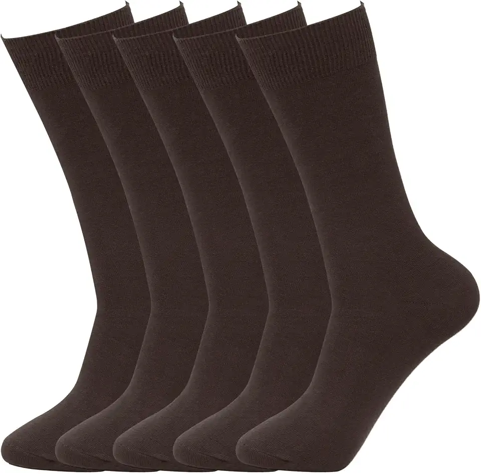 Men's Dress Socks 5 Pairs Mens Cotton Calf Business Formal Socks Soft Breathable Athletic Long Crew Casual Socks