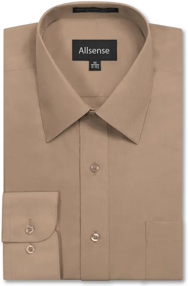 Allsense Men's Regular-Fit Long-Sleeve Dress Shirt | Button-Down, Wrinkle-Resistant, Office & Business Casual