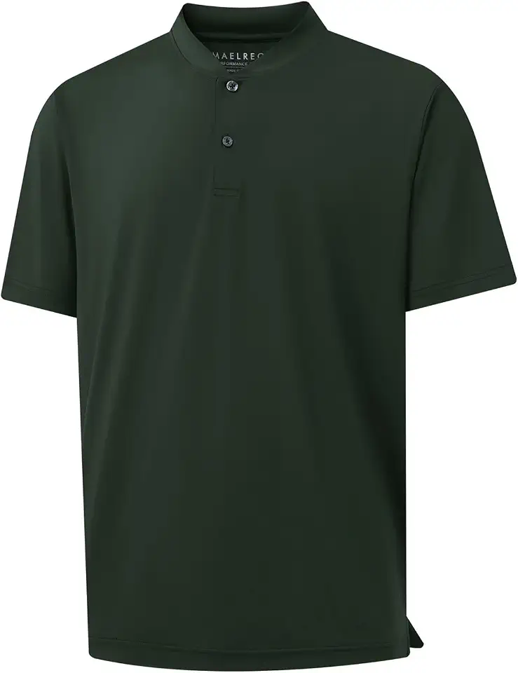M MAELREG Collarless Golf Shirts for Men Dry Fit Moisture Wicking Performance Solid Casual Mens Henley Shirts Short Sleeve