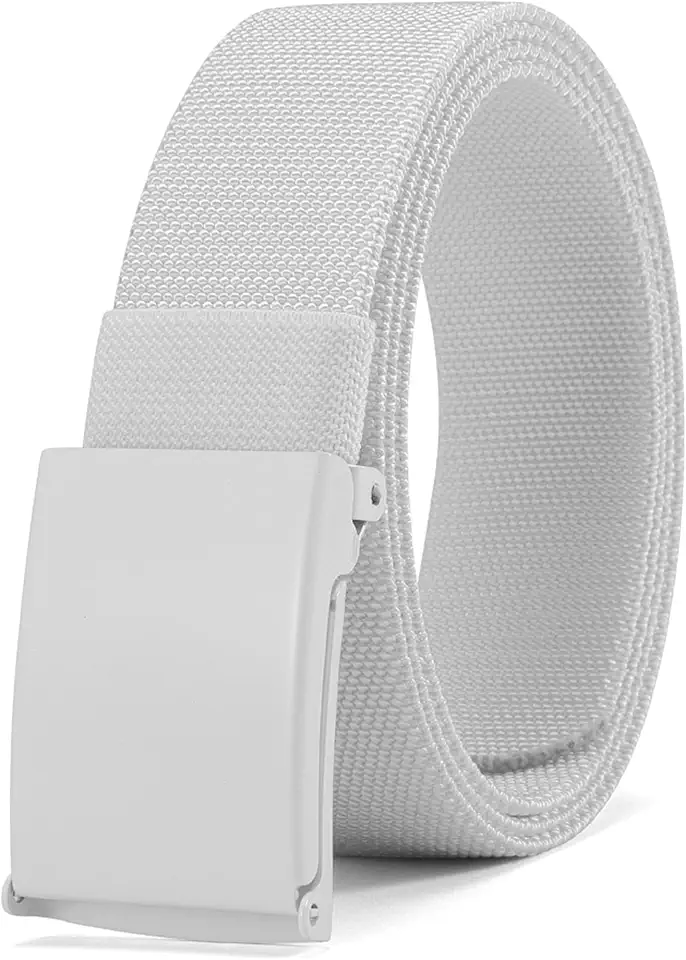 Canvas Web Belt with Stretch Flexibility, Elastic Belt Fit, Top Military Buckle - Adjustable, Cut to Fit
