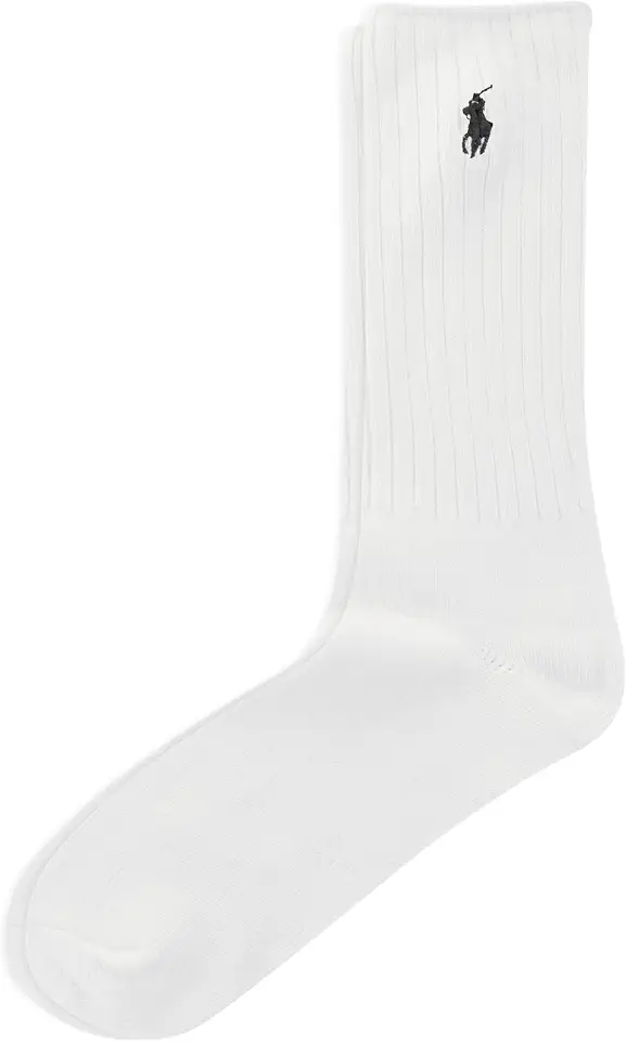 Polo Ralph Lauren Men's Cotton Ribbed Dress Crew Socks - 1 Pair Pack - Solid Color Cushioned Comfort