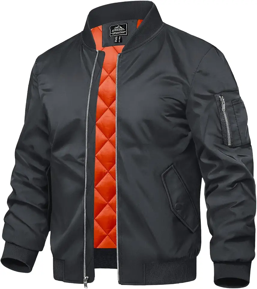 TACVASEN Men's Quilted Bomber Jacket Fall Winter Warm Jacket for Daily Wear