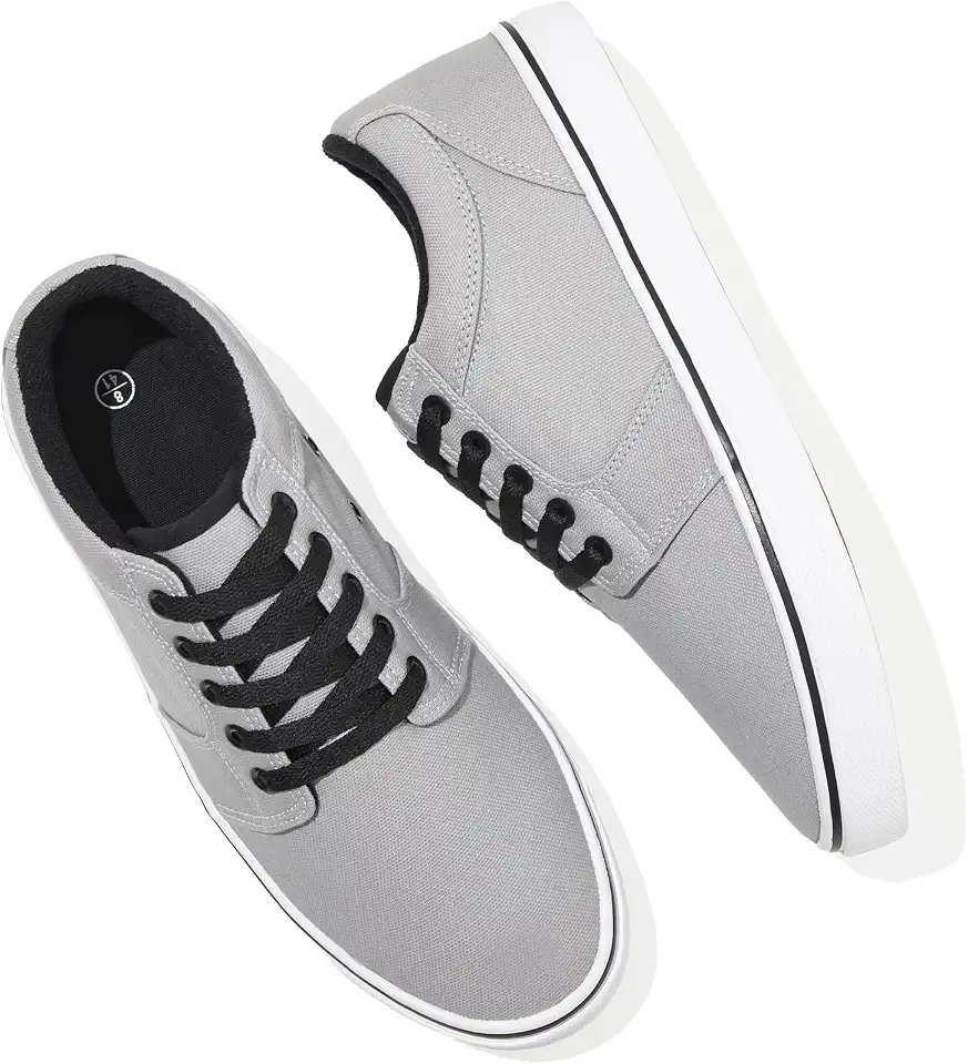 BENPAO Men's White Casual Tennis Shoes Black Canvas Sneakers