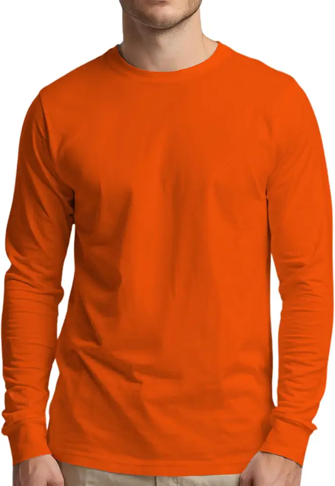 BROOKLYN VERTICAL Mens Long Sleeve Cotton T Shirt Crew Neck 5 Colors S-5XL