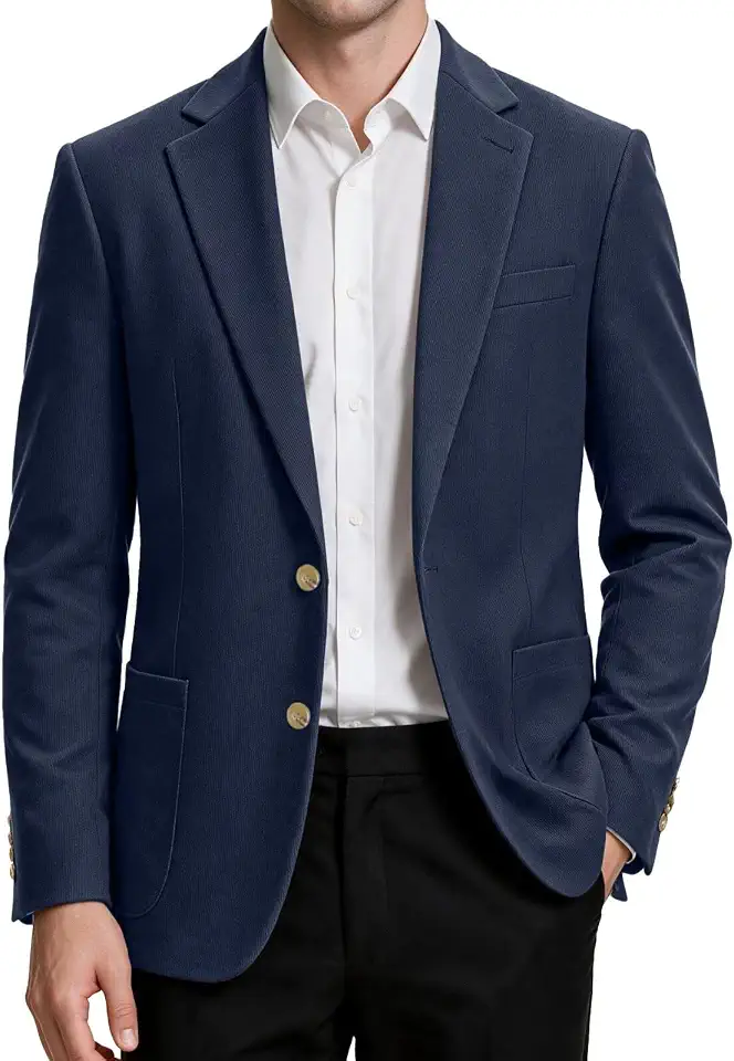 Global Recycled Standard Corduroy Suit Jacket for Men Slim Fit 2 Button Prom Casual Blazer
