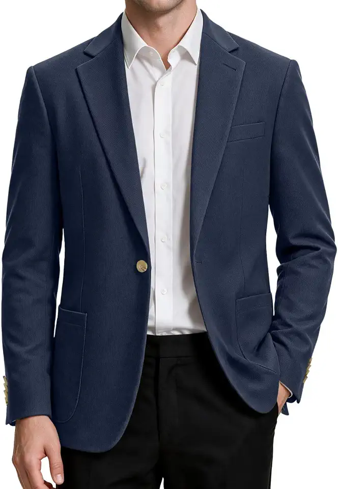Global Recycled Standard Corduroy Suit Jacket for Men Slim Fit 2 Button Prom Casual Blazer