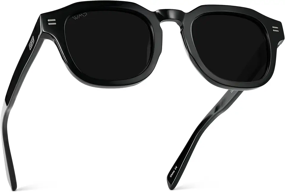 WearMe Pro WMP Eyewear – Men’s Square Polarized Sunglasses: Thick Acetate Frame, Bold Geometric Shape, Retro 60s Design