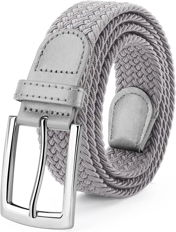 SUOSDEY Elastic Fabric Braided Belts for Men, Stretch Woven Belts for Golf Casual Jeans Shorts