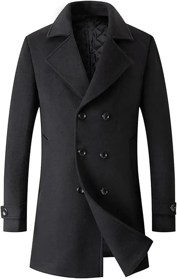 Men's Black Double Breasted Overcoat
