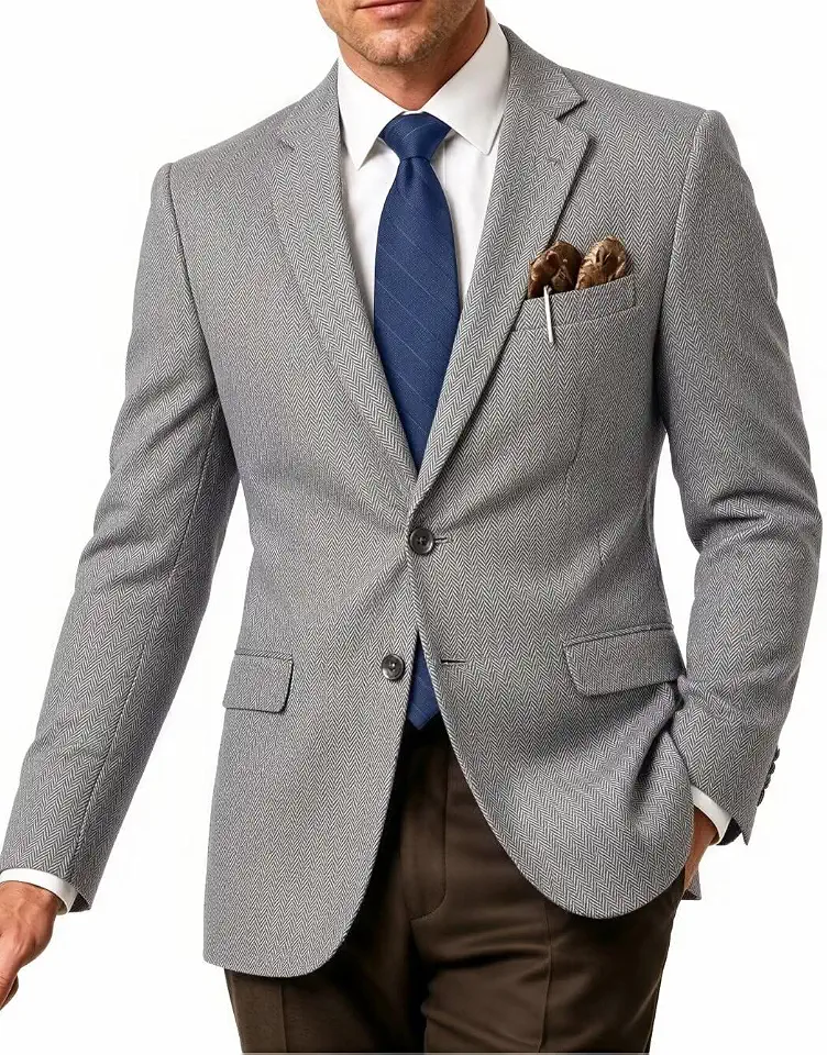 Men's Grey Wool Suit Jacket