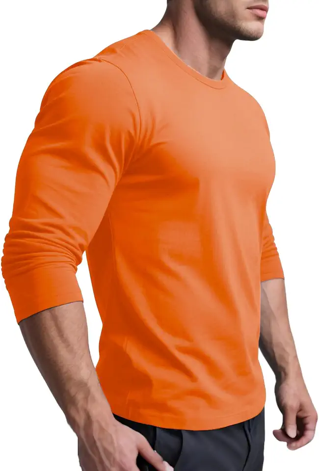 NEYOUQE Mens Long Sleeve Tee Shirts Casual 100% Cotton T-Shirts Fall Winter Tops Plain Tshirts for Men Work Shirt Top