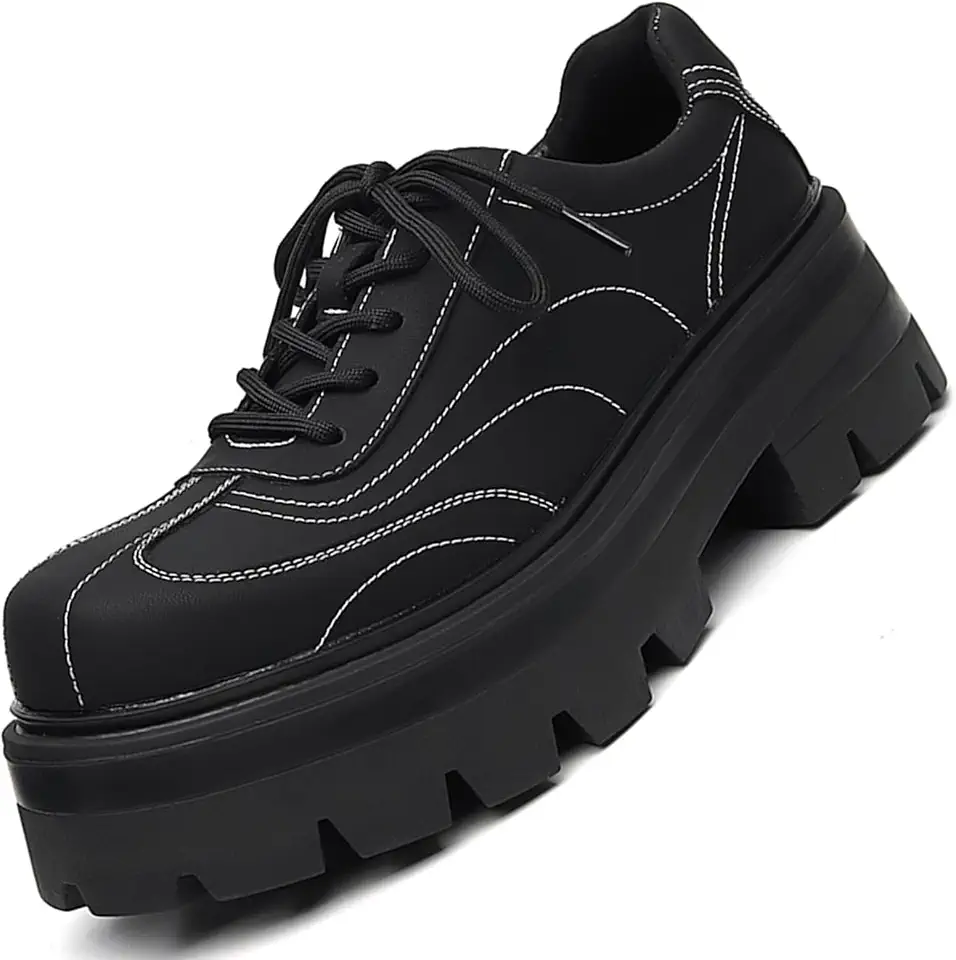 Men's Platform Chunky Fashion Sneakers Height Boosting Shoes Casual Leather Oxfords Derby Shoes Dating Party Prom
