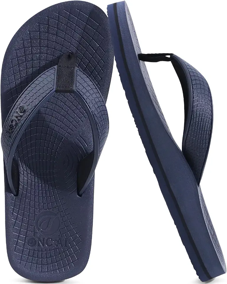 ONCAI Men's Rubber Flip Flops Trendy Summer Beach Pool Shower Sandals with Yoga Mat Non-slip Outdoor Cushion Soles