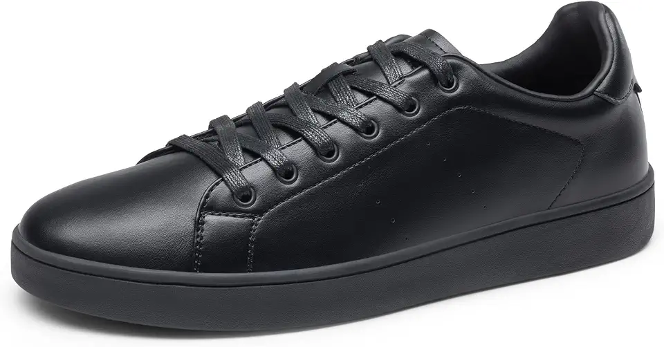 Men's Black Leather Low Top Sneakers
