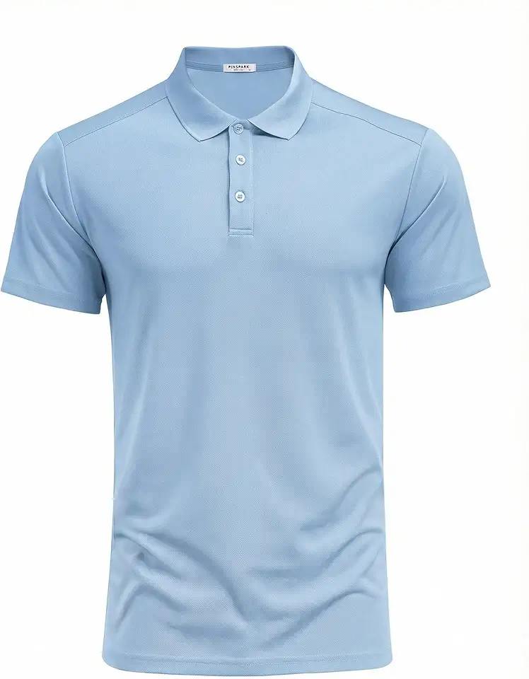 PINSPARK Men's Golf Polo Shirts Moisture Wicking Quick Dry Performance Short Sleeve Collared Shirt Slim Fit Athletic Polos