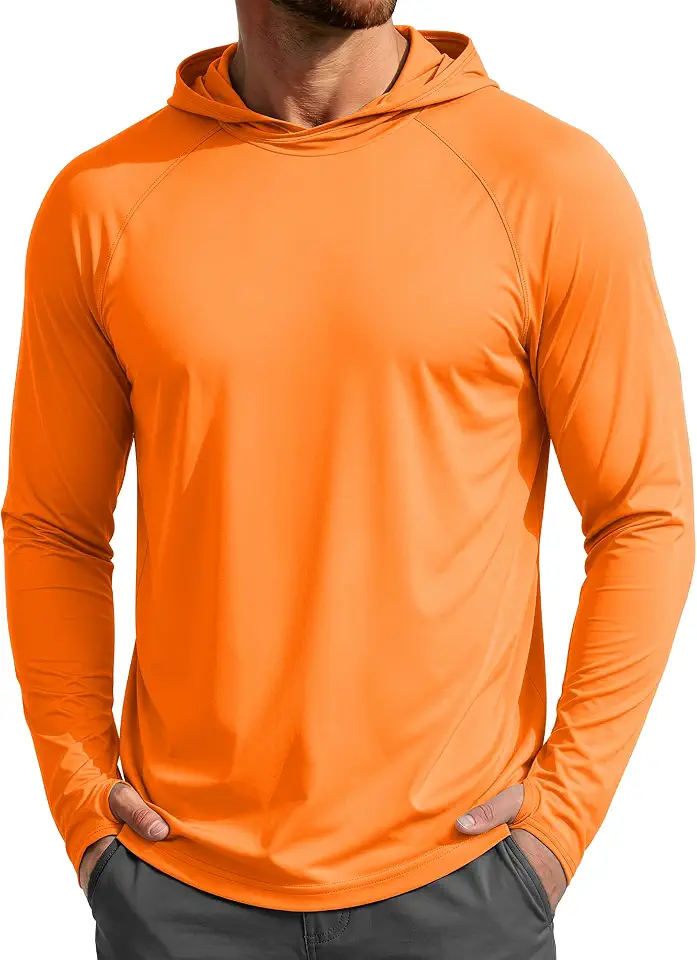 MAGCOMSEN Men's UPF 50+ Sun Protection Hoodies Quick Dry Long Sleeve Rash Guard Lightweight Hoodie Shirt Fishing Running