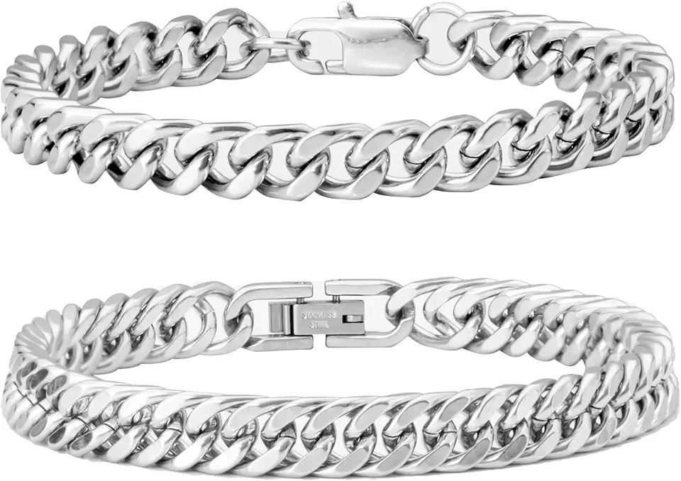 Men's Silver Cuban Link Chain Bracelet
