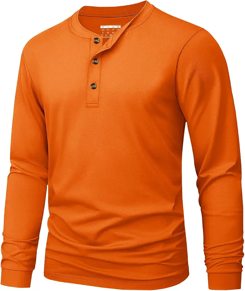 MAGNIVIT Men's Cotton Henley Shirt Long Sleeve Solid Color Casual Tee