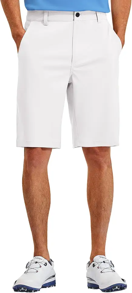 PULI Men's Golf Shorts 10" Inseam Flat Front Lightweight with 5 Pockets