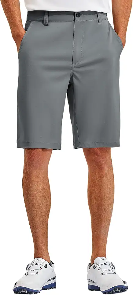 PULI Men's Golf Shorts 10" Inseam Flat Front Lightweight with 5 Pockets