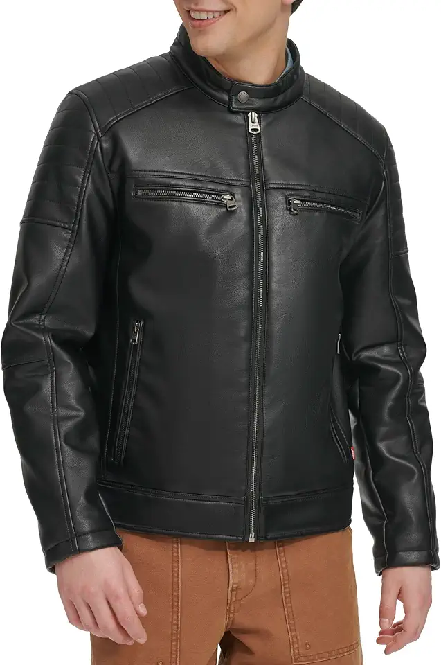 Levi's Men's Full Zip Faux Leather Racer Jacket