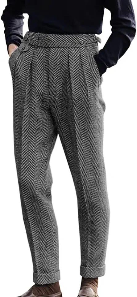 Men's Charcoal Grey Wool Flannel Dress Pants