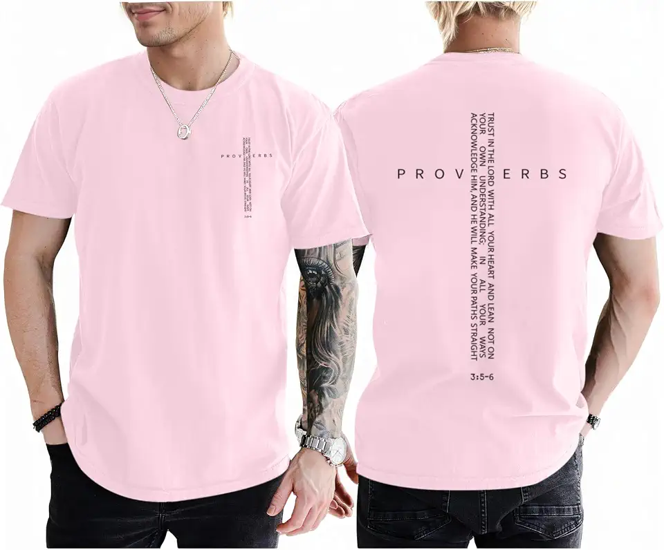 Christian Shirts for Men Vintage Religious Cross Bible Verse T-Shirt Jesus Faith Tshirt Inspirational Graphic Tees