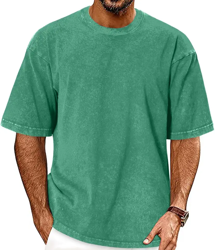 Oversized Tshirts for Men Short Sleeve Vintage Washed Basic Loose Tees 2026