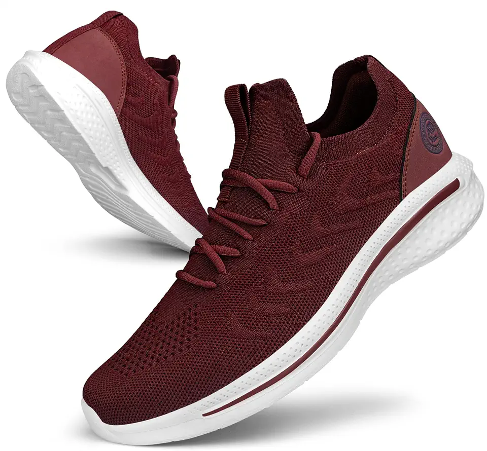 Men's Burgundy Suede Retro Running Sneakers