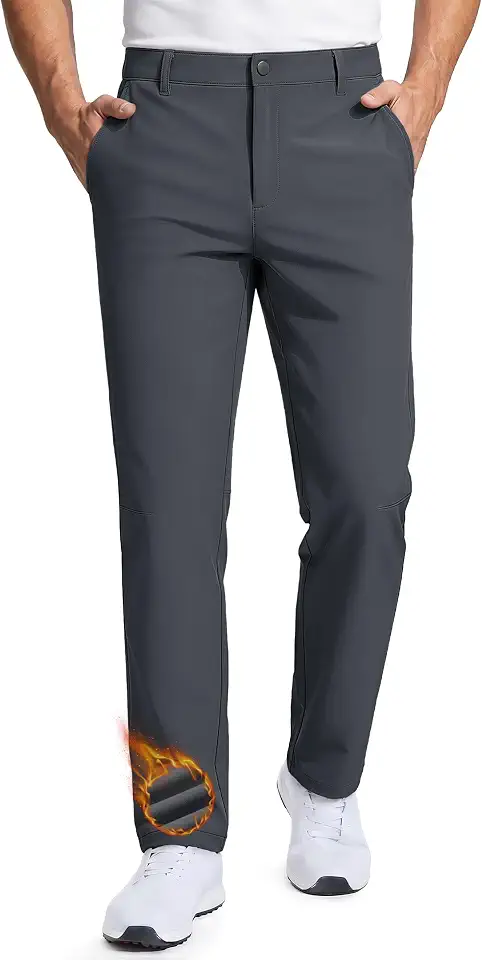 TACVASEN Winter Golf Pants for Men Fleece Lined Work Dress Casual Slacks