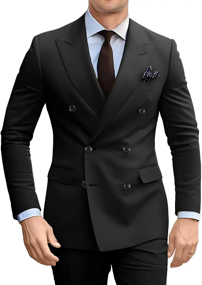 Global Recycled Standard Double Breasted Suit Men 2 Pieces Slim Prom Suit Blazer Pants Set