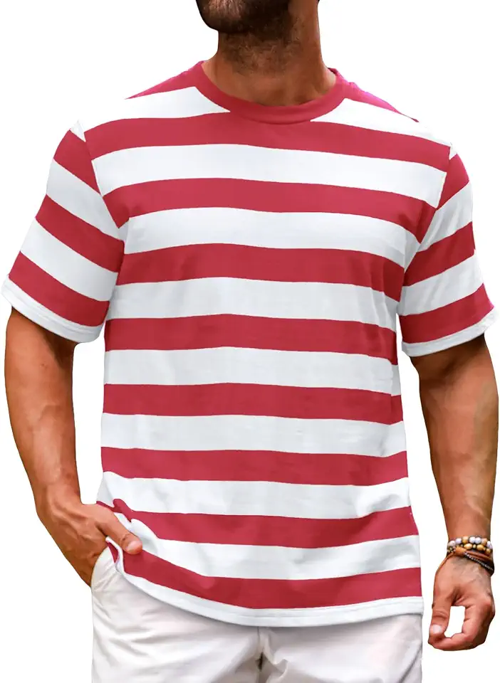 Men's Burgundy Breton Striped Shirt