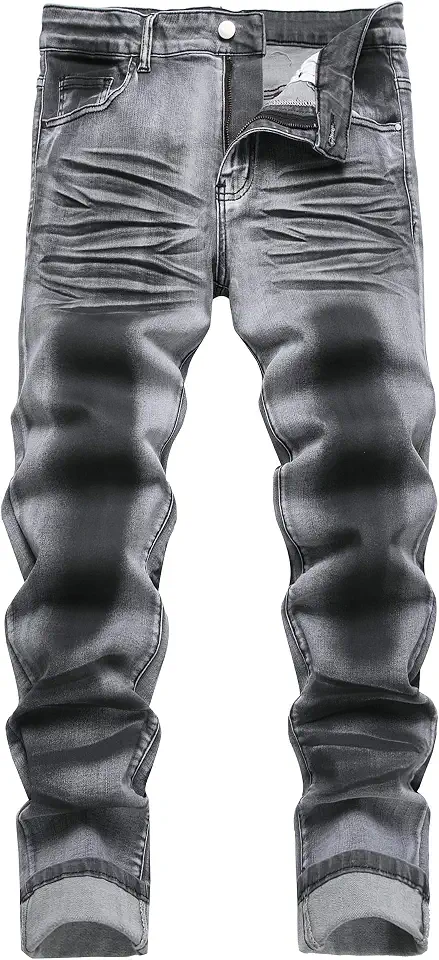 Men's Faded Dark Grey Slim Fit Jeans