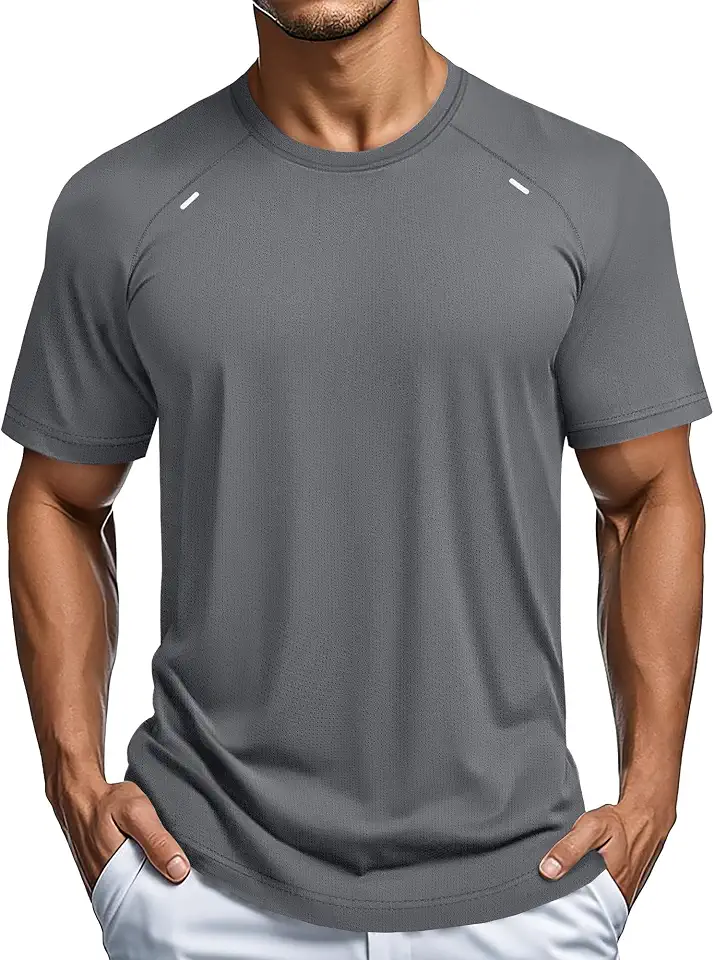 MAGCOMSEN Men's Dry Fit Shirts Mesh Short Sleeve Athletic Lightweight Workout Performance Hiking Shirt