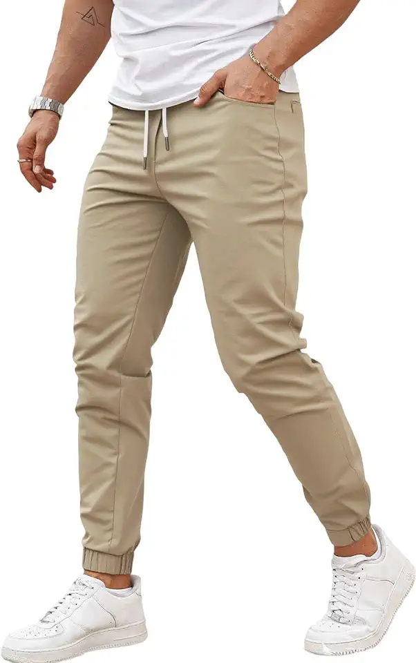 GINGTTO Mens Jogger Pants Slim Fit Stretch Drawstring Tapered Leg