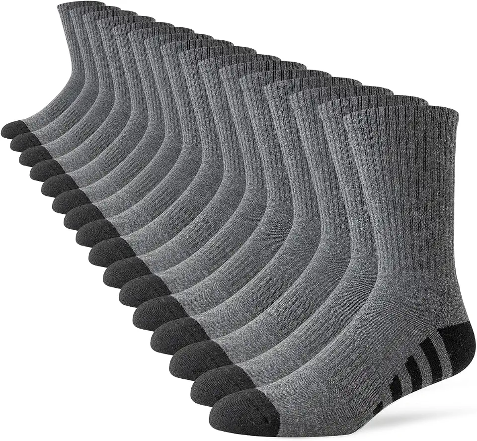JOYNÉE 8 Pairs Mens Crew Work Cushion Socks Long Athletic Running Socks Workout Breathable Socks