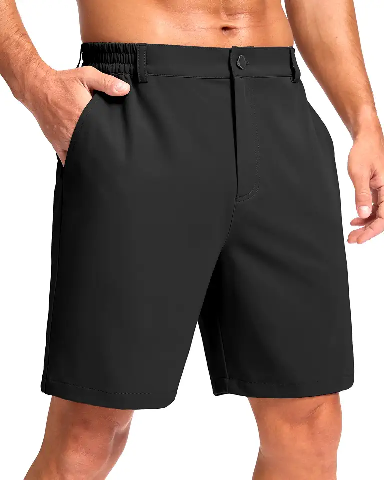 Pudolla Men's Casual Shorts 7"/9"/5" Lightweight Golf Shorts with 3 Pockets Stretch Quick Dry Comfy Work Shorts