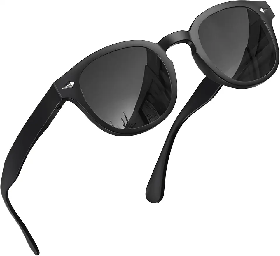 grinderPUNCH Polarized Classic Round Sunglasses for Women Men Vintage Style Lightweight Retro Circle Frame Sun Glasses