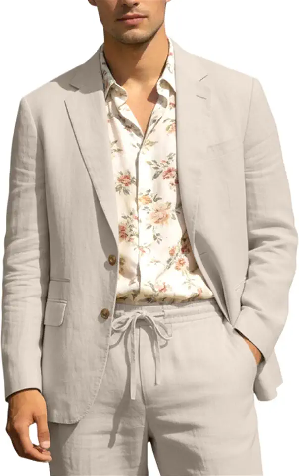 Men's Regular Fit Cream Linen Trousers