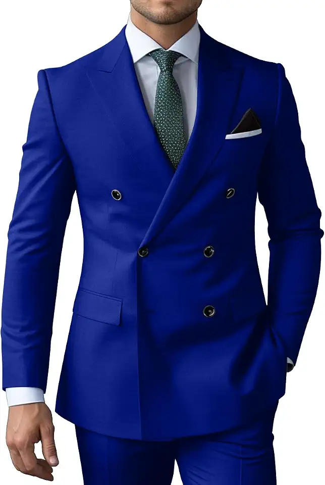 Mens Double Breasted Suits Men’s 3 Piece Slim Fit Suit for Men Business Wedding Tuxedo Solid Blazer Vest Pants