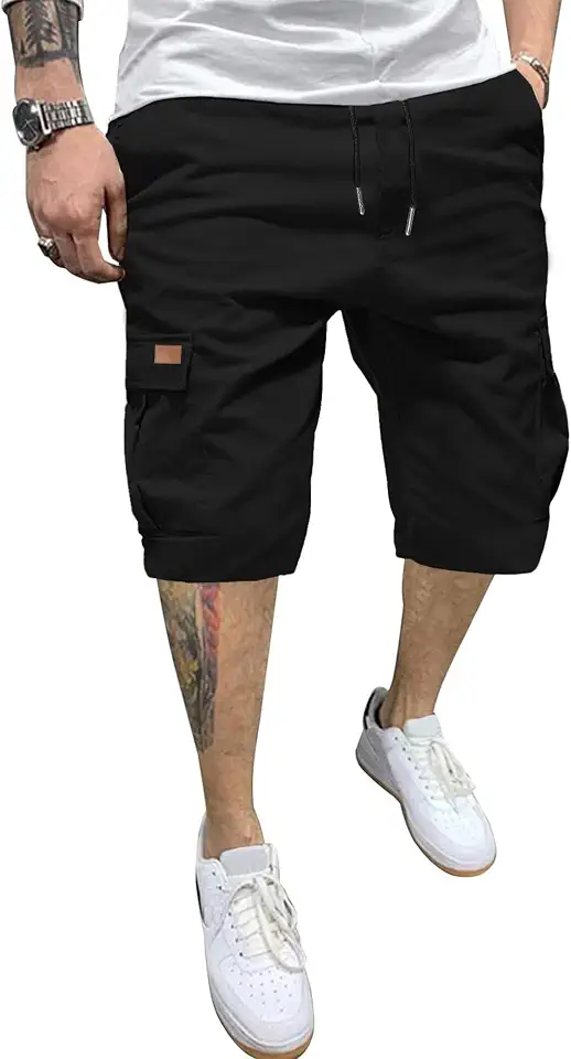 PLEPAN Men's Casual Cargo Shorts Work Shorts with Pockets | Adjustable Drawstring Waist, 6 Functional Pockets, Breathable & Soft Fabric, Classic Straight-Leg Design