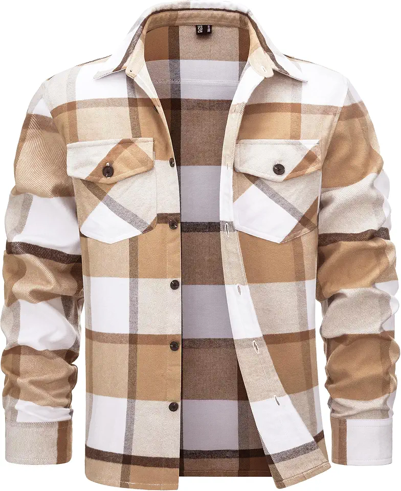 Cotrasen Mens Flannel Shirts Long Sleeve Button Down Casual Plaid Shirt