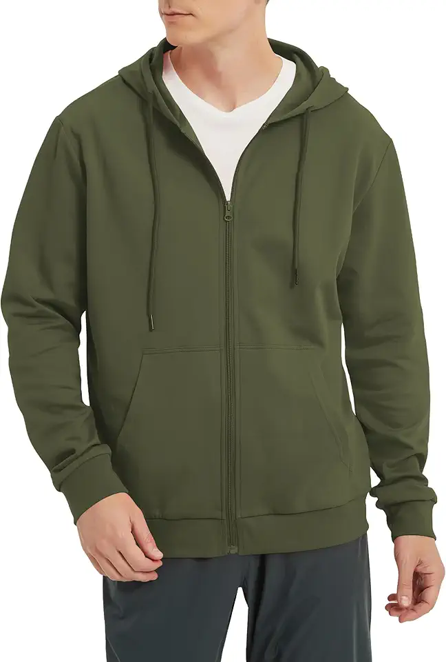 Men's Lightweight Zip Up Hoodie Long Sleeve Sweatshirt Athletic Slim Fit Basic Jacket with Pockets(Regular & Tall)