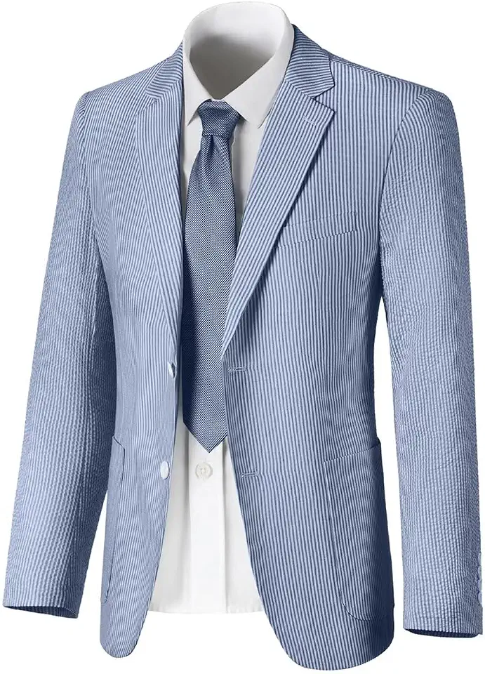 Global Recycled Standard Seersucker Men Suit Jacket Slim Fit Blazer Summer Sport Coat Suits Separate