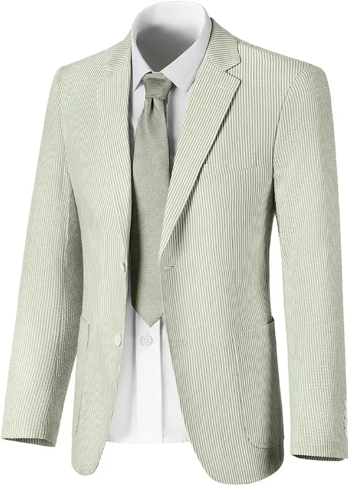 Global Recycled Standard Seersucker Men Suit Jacket Slim Fit Blazer Summer Sport Coat Suits Separate
