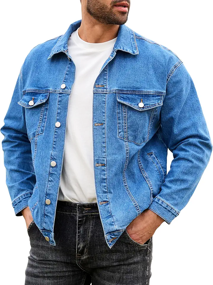 OEKO-TEX STANDARD 100 Bindefon Denim Jackets for Men Trucker Jean Jacket Unlined Coats