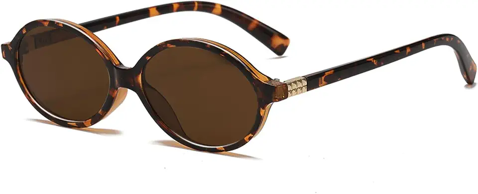 Retro Oval Sunglasses for Women Men Trendy Round Tortoise Sun Glasses 90s Vintage Shades