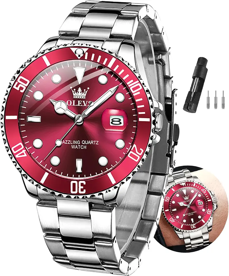 OLEVS Luxury Watches for Men Dress Big Face Stainless Steel Analog Quartz